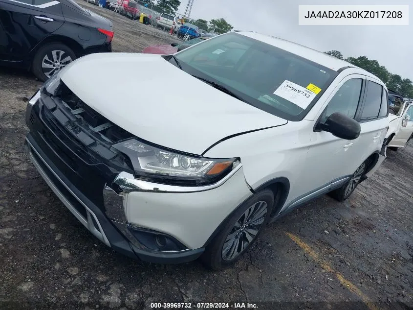 2019 Mitsubishi Outlander Es VIN: JA4AD2A30KZ017208 Lot: 39969732