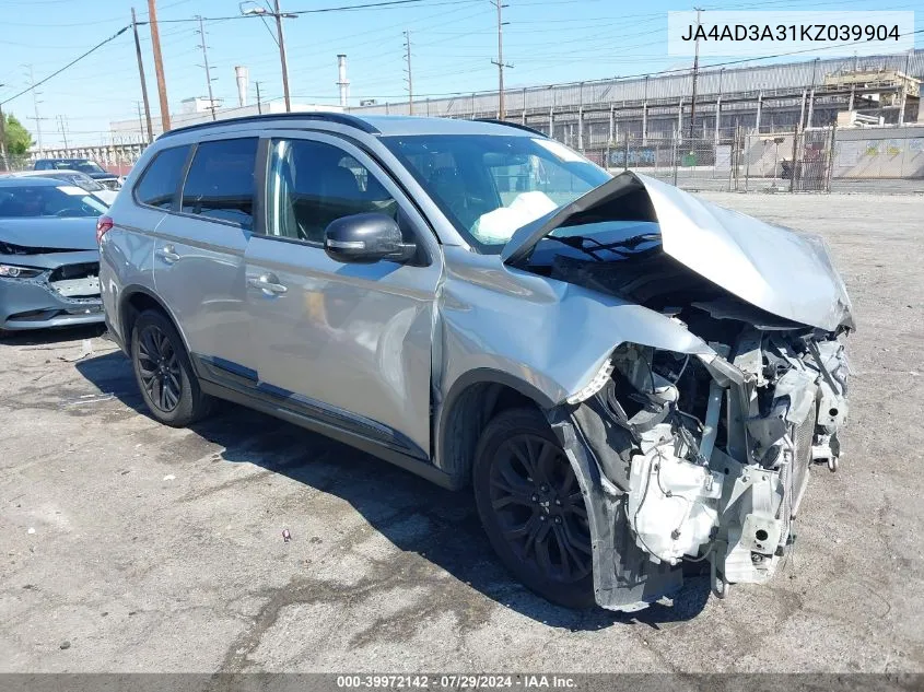 2019 Mitsubishi Outlander Le VIN: JA4AD3A31KZ039904 Lot: 39972142