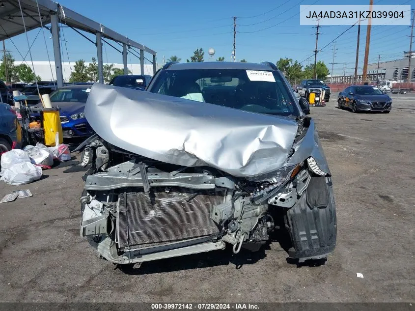 2019 Mitsubishi Outlander Le VIN: JA4AD3A31KZ039904 Lot: 39972142