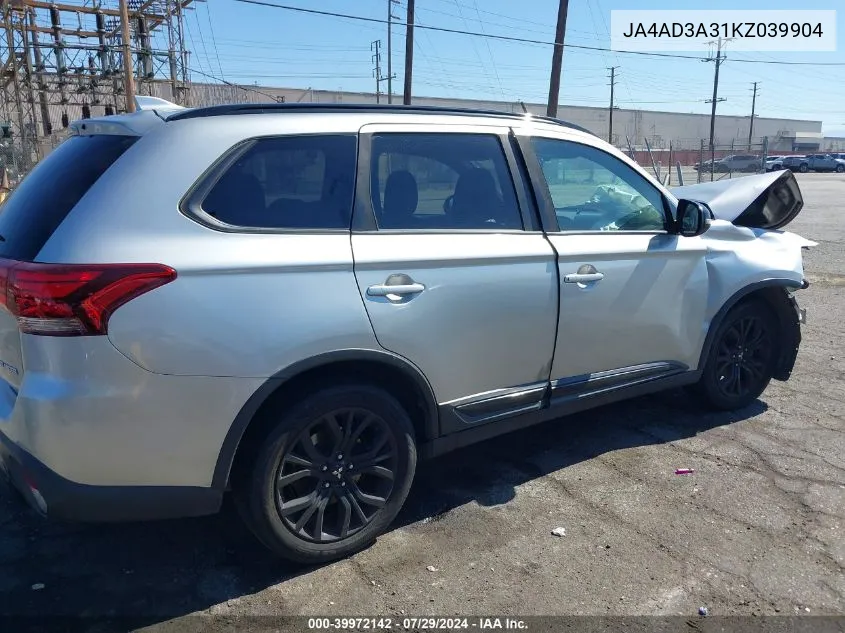 2019 Mitsubishi Outlander Le VIN: JA4AD3A31KZ039904 Lot: 39972142