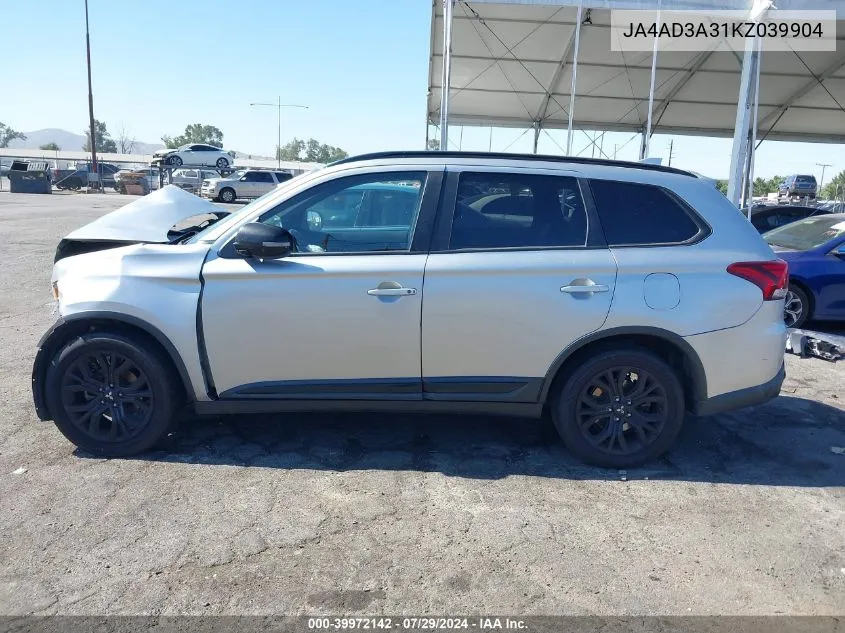 2019 Mitsubishi Outlander Le VIN: JA4AD3A31KZ039904 Lot: 39972142