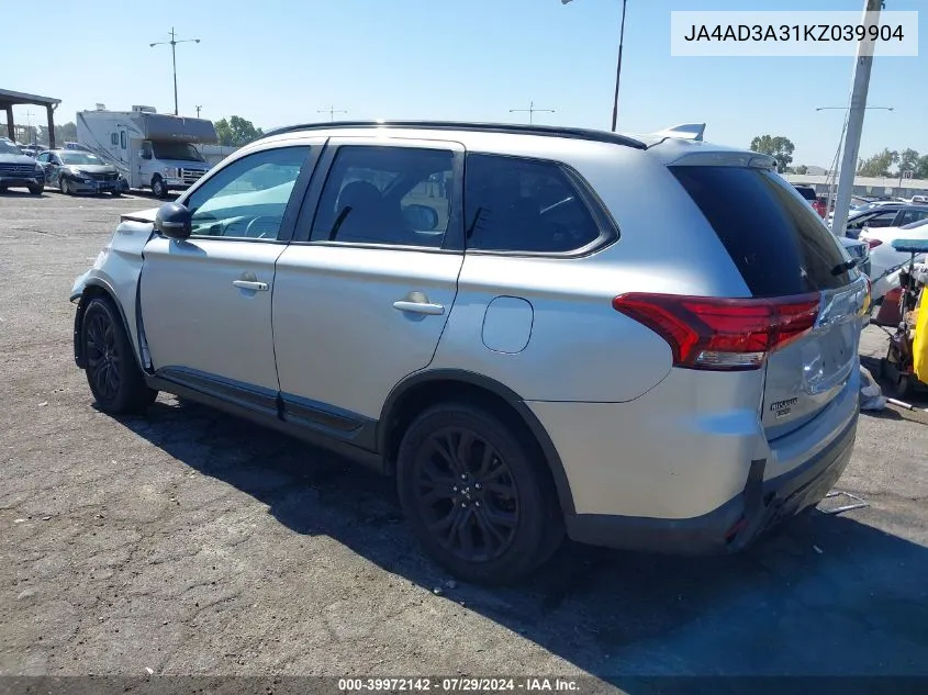 2019 Mitsubishi Outlander Le VIN: JA4AD3A31KZ039904 Lot: 39972142