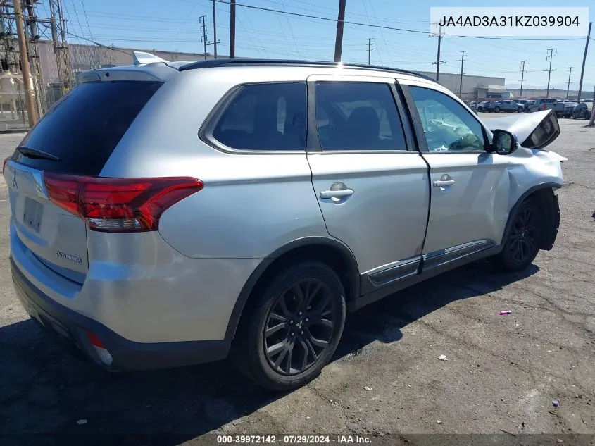 2019 Mitsubishi Outlander Le VIN: JA4AD3A31KZ039904 Lot: 39972142