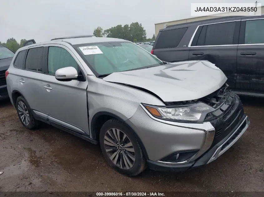 2019 Mitsubishi Outlander Se VIN: JA4AD3A31KZ043550 Lot: 39986016