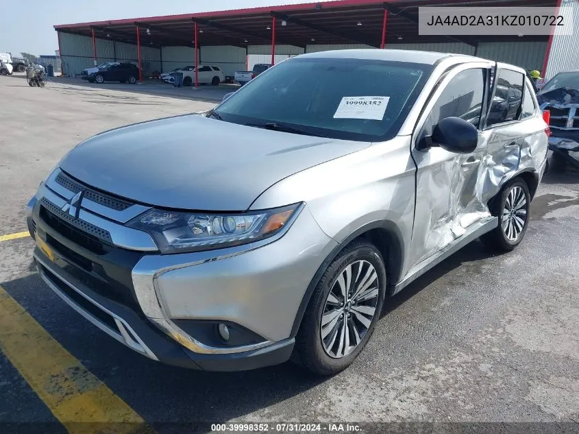 JA4AD2A31KZ010722 2019 Mitsubishi Outlander Es