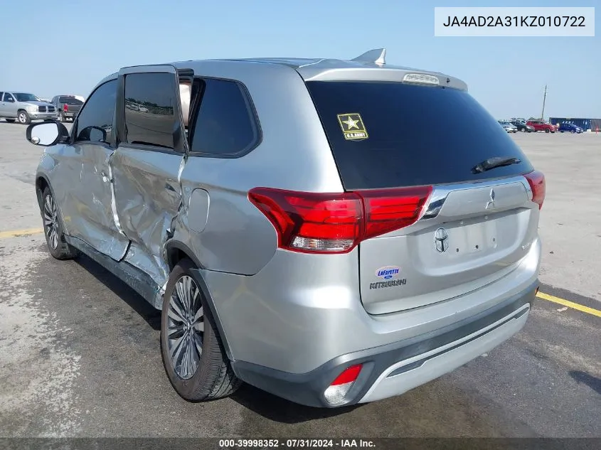 JA4AD2A31KZ010722 2019 Mitsubishi Outlander Es