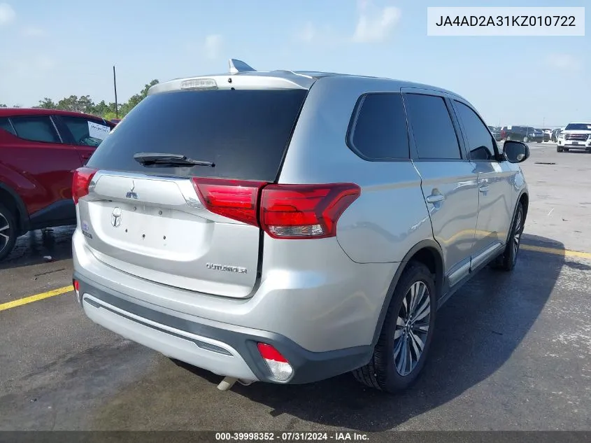 JA4AD2A31KZ010722 2019 Mitsubishi Outlander Es