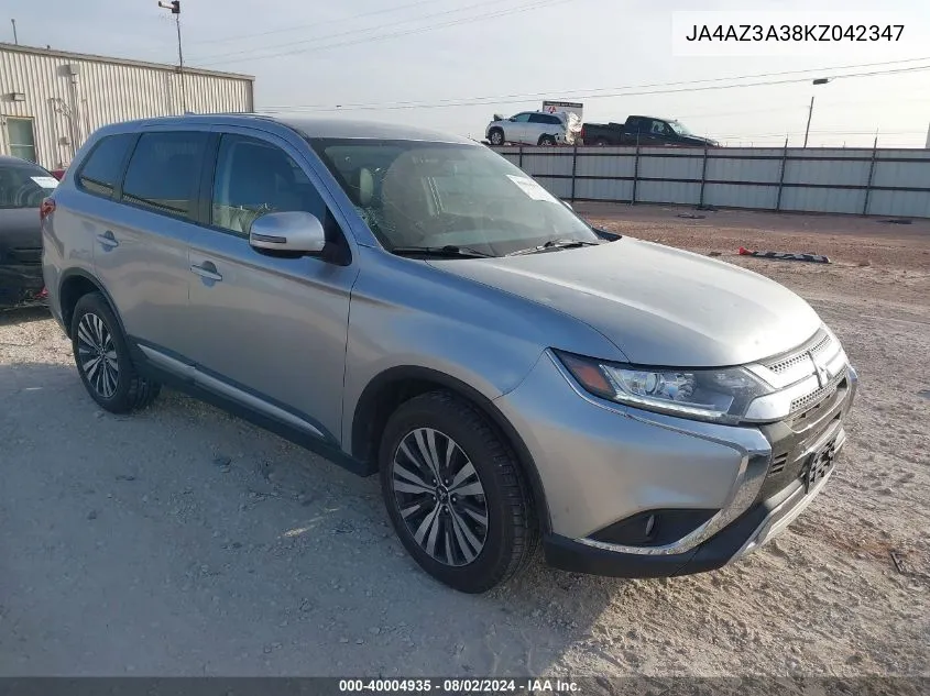 2019 Mitsubishi Outlander Se VIN: JA4AZ3A38KZ042347 Lot: 40004935