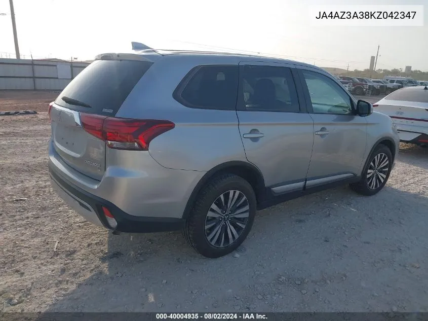 2019 Mitsubishi Outlander Se VIN: JA4AZ3A38KZ042347 Lot: 40004935