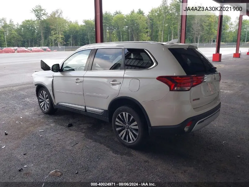 2019 Mitsubishi Outlander Sel VIN: JA4AZ3A30KZ021900 Lot: 40024971