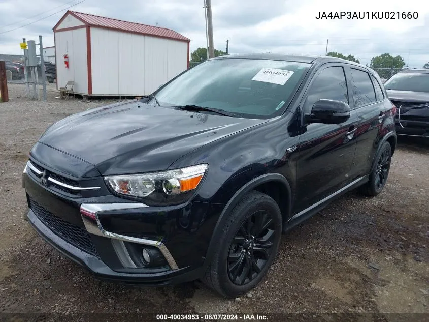 2019 Mitsubishi Outlander Sport 2.0 Le VIN: JA4AP3AU1KU021660 Lot: 40034953