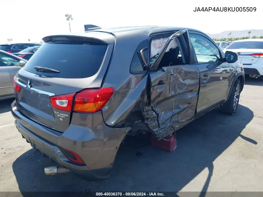 2019 Mitsubishi Outlander Sport 2.0 Se VIN: JA4AP4AU8KU005509 Lot: 40036370