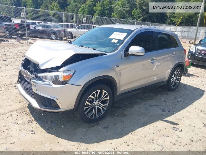 2019 Mitsubishi Outlander Sport 2.0 Es VIN: JA4AP3AU2KU032232 Lot: 40050793