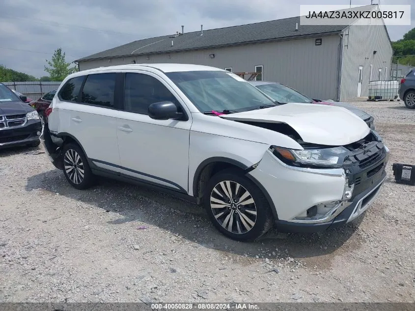 2019 Mitsubishi Outlander Es VIN: JA4AZ3A3XKZ005817 Lot: 40050828