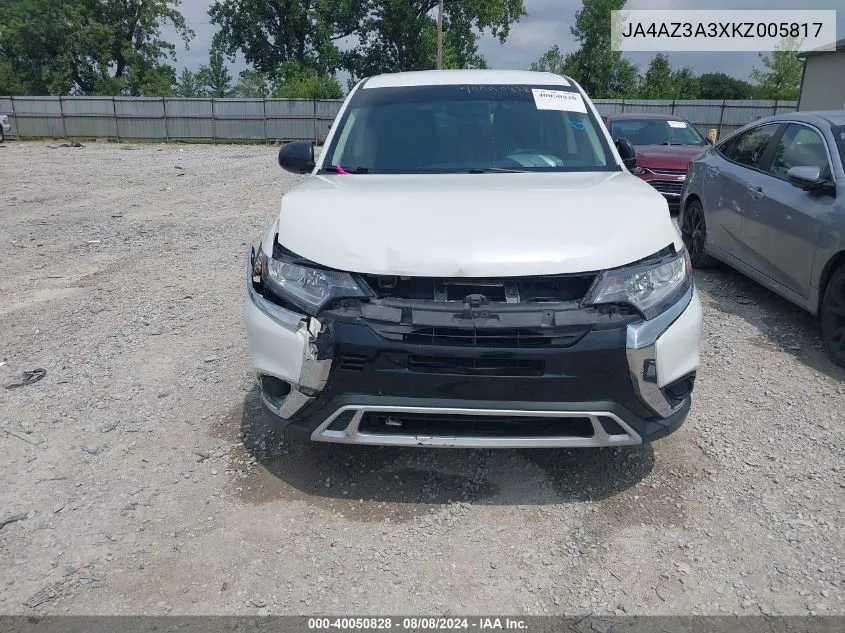 2019 Mitsubishi Outlander Es VIN: JA4AZ3A3XKZ005817 Lot: 40050828