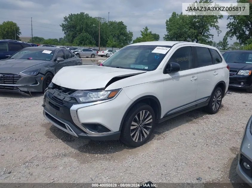 2019 Mitsubishi Outlander Es VIN: JA4AZ3A3XKZ005817 Lot: 40050828