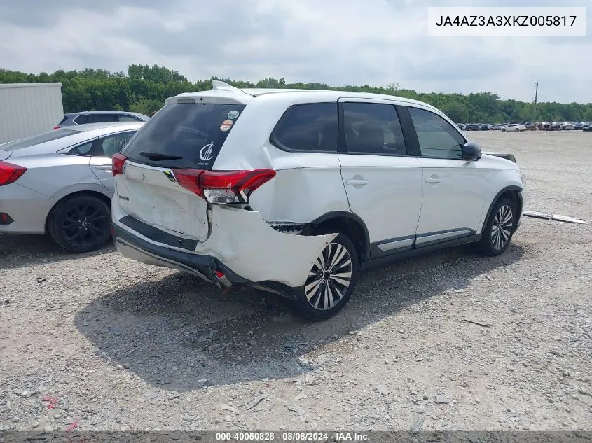 2019 Mitsubishi Outlander Es VIN: JA4AZ3A3XKZ005817 Lot: 40050828