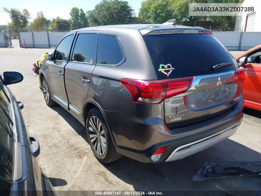 2019 Mitsubishi Outlander Se VIN: JA4AD3A33KZ007388 Lot: 40087147