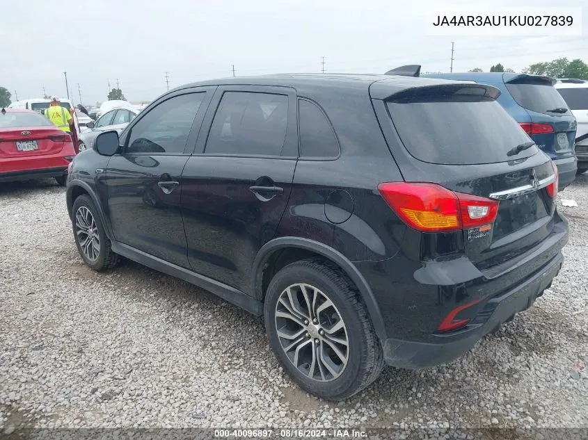 2019 Mitsubishi Outlander Sport 2.0 Es VIN: JA4AR3AU1KU027839 Lot: 40096897