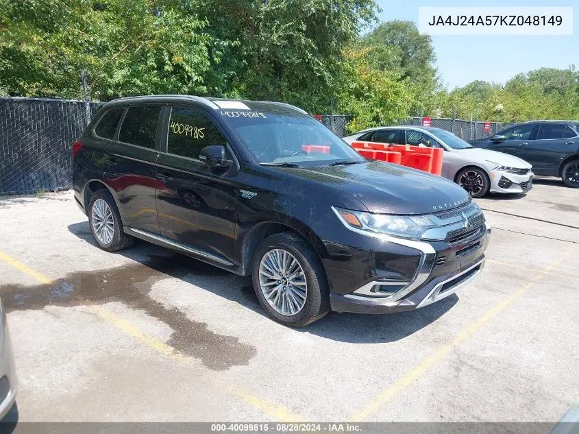 2019 Mitsubishi Outlander Phev Gt VIN: JA4J24A57KZ048149 Lot: 40099815