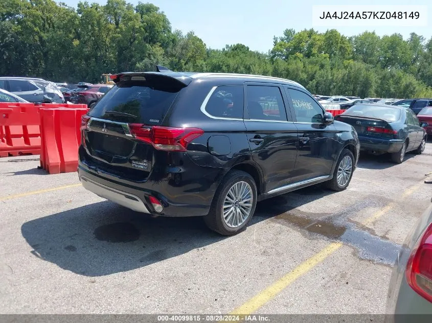 2019 Mitsubishi Outlander Phev Gt VIN: JA4J24A57KZ048149 Lot: 40099815