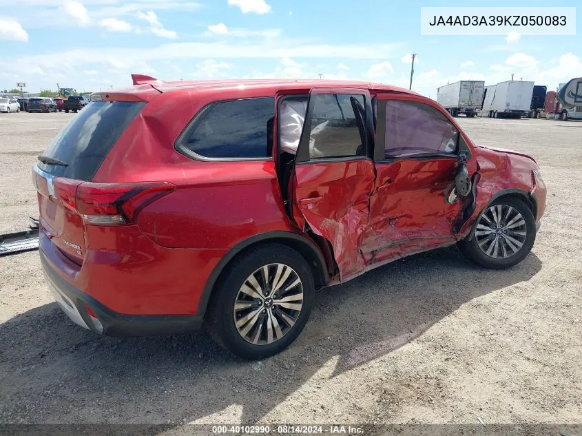 2019 Mitsubishi Outlander Se VIN: JA4AD3A39KZ050083 Lot: 40102990