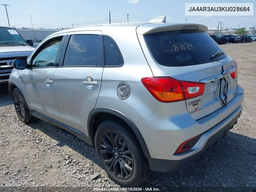 2019 Mitsubishi Outlander Sport 2.0 Le VIN: JA4AR3AU3KU028684 Lot: 40124598