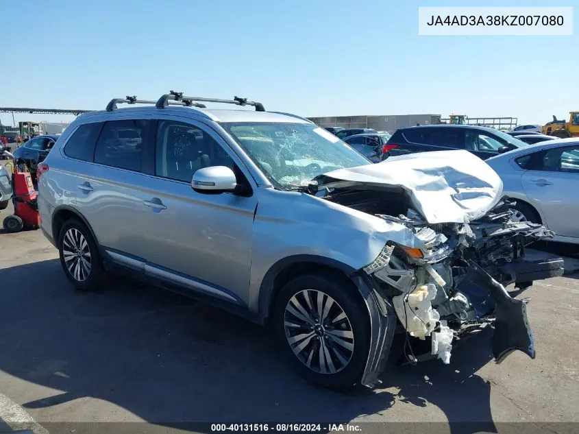 2019 Mitsubishi Outlander Sel VIN: JA4AD3A38KZ007080 Lot: 40131516