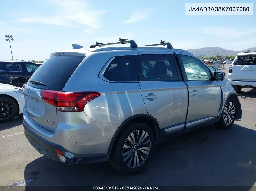 2019 Mitsubishi Outlander Sel VIN: JA4AD3A38KZ007080 Lot: 40131516