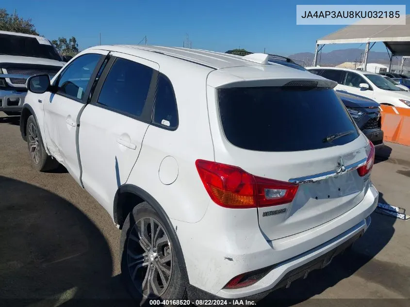 2019 Mitsubishi Outlander Sport 2.0 Es VIN: JA4AP3AU8KU032185 Lot: 40168520