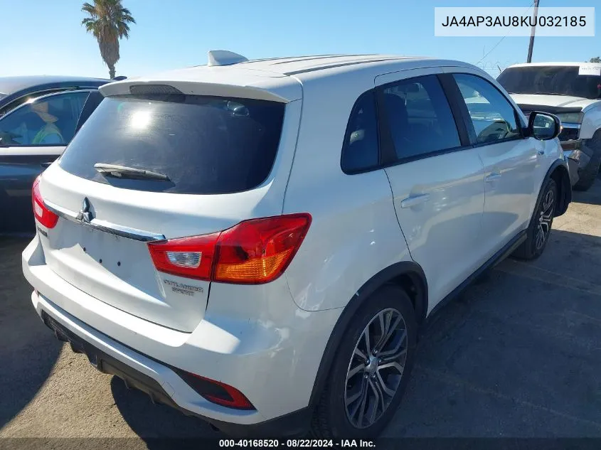 2019 Mitsubishi Outlander Sport 2.0 Es VIN: JA4AP3AU8KU032185 Lot: 40168520