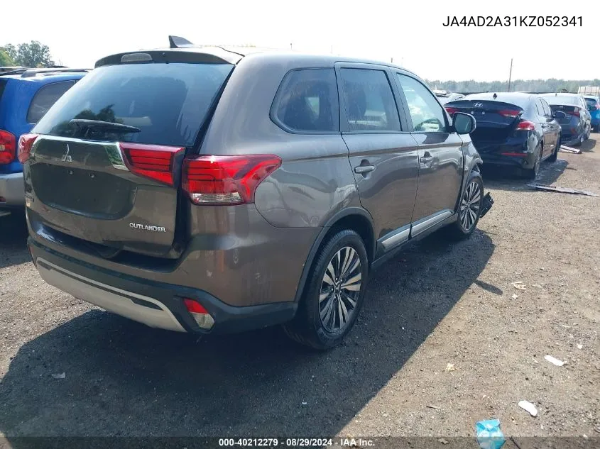 2019 Mitsubishi Outlander Es VIN: JA4AD2A31KZ052341 Lot: 40212279