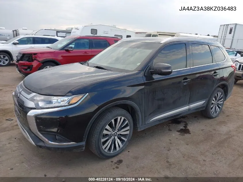 2019 Mitsubishi Outlander Sel VIN: JA4AZ3A38KZ036483 Lot: 40228124