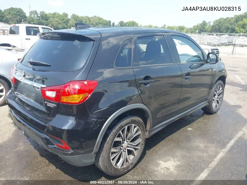 JA4AP3AU8KU028315 2019 Mitsubishi Outlander Sport 2.0 Es