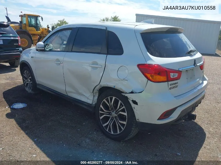 2019 Mitsubishi Outlander Sport 2.0 Es/2.0 Le/2.0 Se/2.0 Sp VIN: JA4AR3AU7KU010558 Lot: 40280277