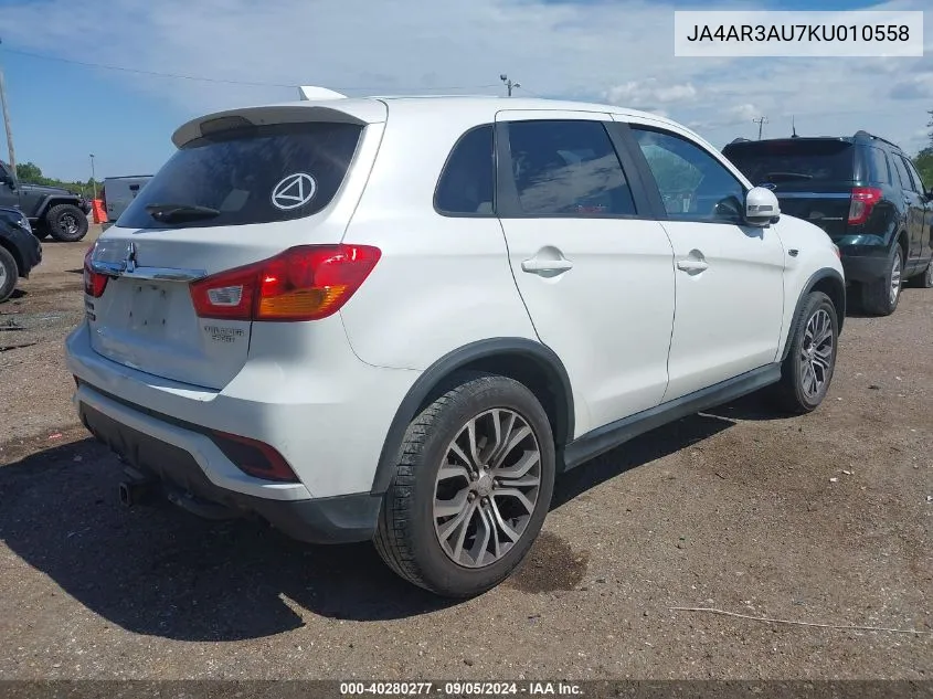 2019 Mitsubishi Outlander Sport 2.0 Es/2.0 Le/2.0 Se/2.0 Sp VIN: JA4AR3AU7KU010558 Lot: 40280277