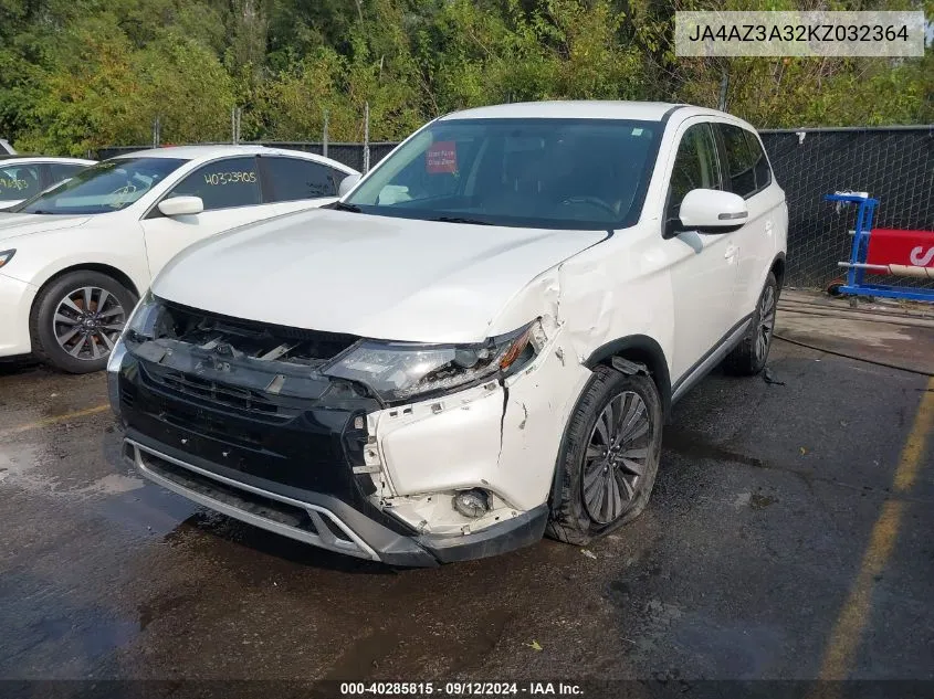 2019 Mitsubishi Outlander Se VIN: JA4AZ3A32KZ032364 Lot: 40285815