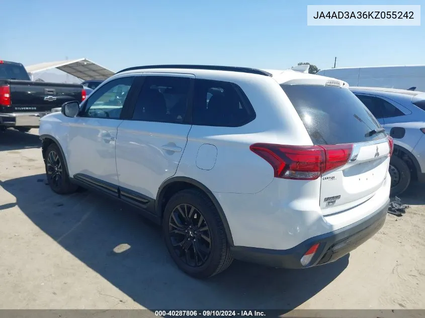 2019 Mitsubishi Outlander Se/Sel/Le VIN: JA4AD3A36KZ055242 Lot: 40287806