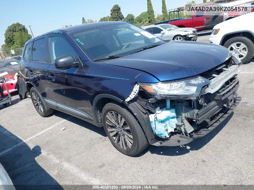 2019 Mitsubishi Outlander Es VIN: JA4AD2A39KZ054578 Lot: 40301250