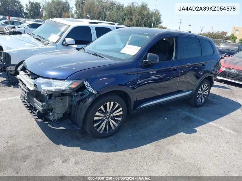 2019 Mitsubishi Outlander Es VIN: JA4AD2A39KZ054578 Lot: 40301250