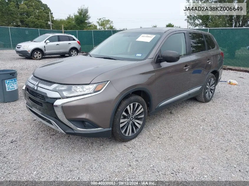 JA4AD2A38KZ006649 2019 Mitsubishi Outlander Es