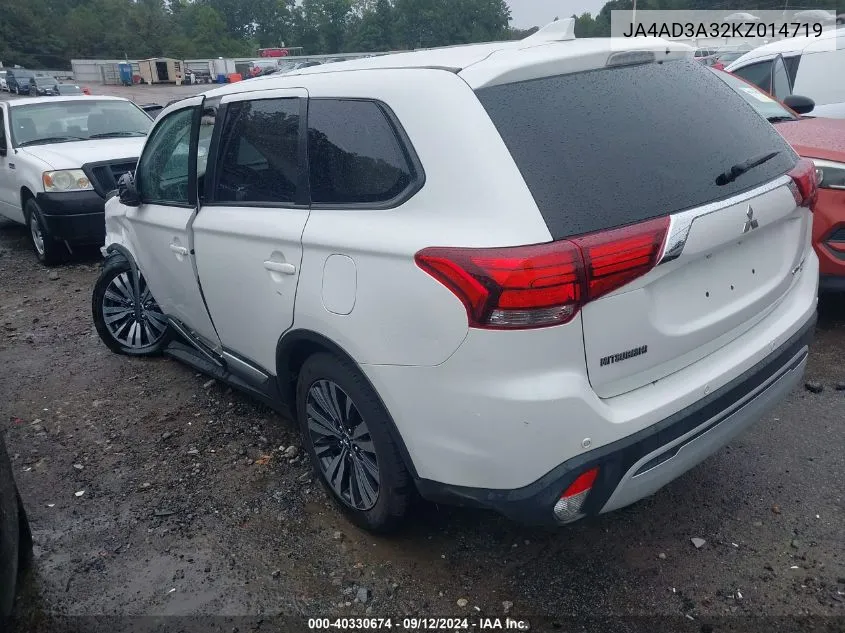 2019 Mitsubishi Outlander Se VIN: JA4AD3A32KZ014719 Lot: 40330674