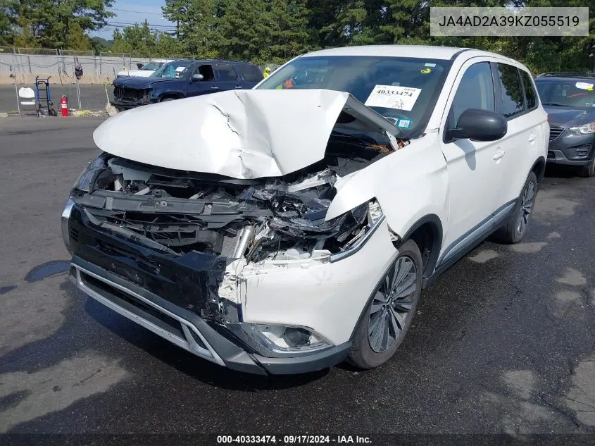 2019 Mitsubishi Outlander Es VIN: JA4AD2A39KZ055519 Lot: 40333474