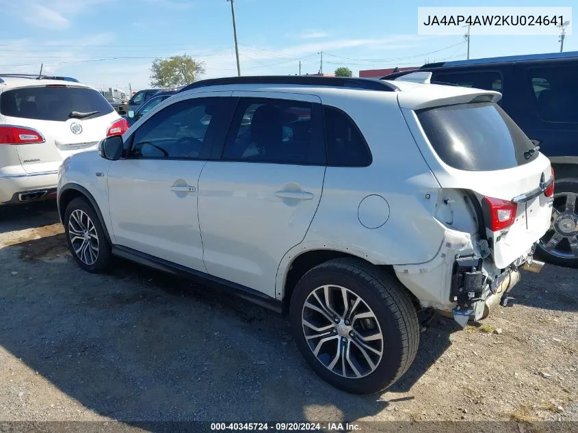 2019 Mitsubishi Outlander Sport 2.4 Gt VIN: JA4AP4AW2KU024641 Lot: 40345724