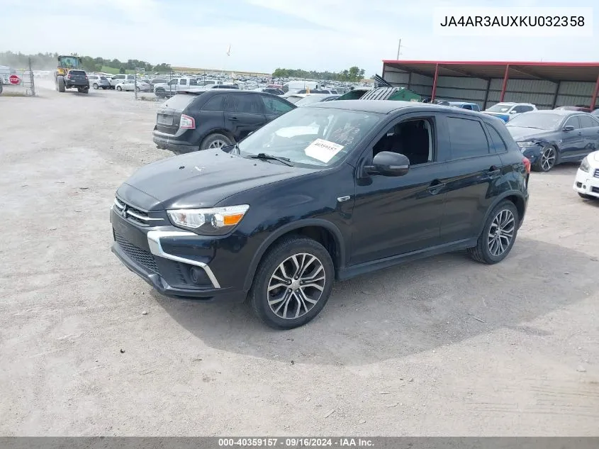 2019 Mitsubishi Outlander Sport 2.0 Es/2.0 Le/2.0 Se/2.0 Sp VIN: JA4AR3AUXKU032358 Lot: 40359157