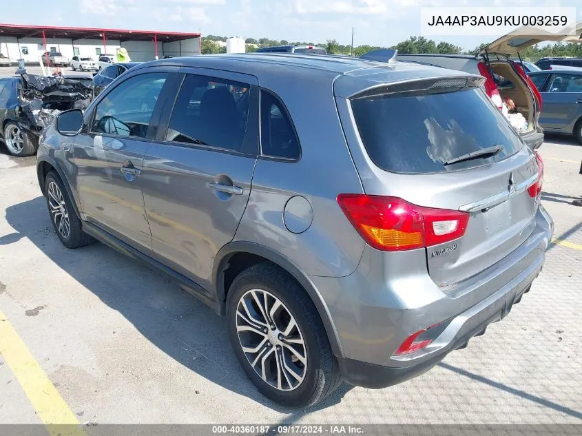 JA4AP3AU9KU003259 2019 Mitsubishi Outlander Sport 2.0 Es