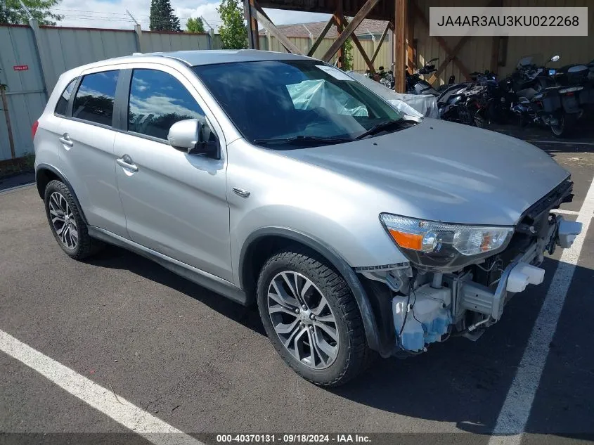 2019 Mitsubishi Outlander Sport 2.0 Es VIN: JA4AR3AU3KU022268 Lot: 40462907