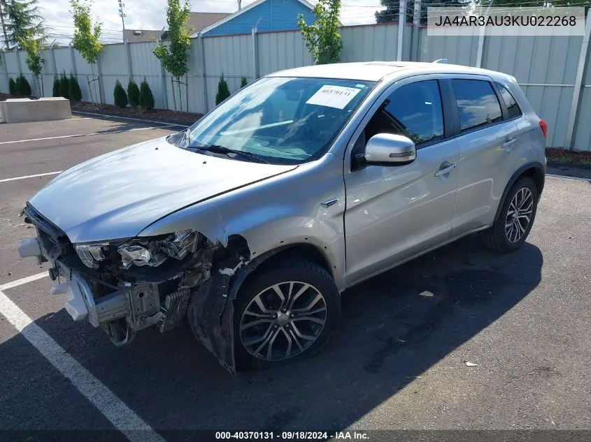 2019 Mitsubishi Outlander Sport 2.0 Es VIN: JA4AR3AU3KU022268 Lot: 40462907