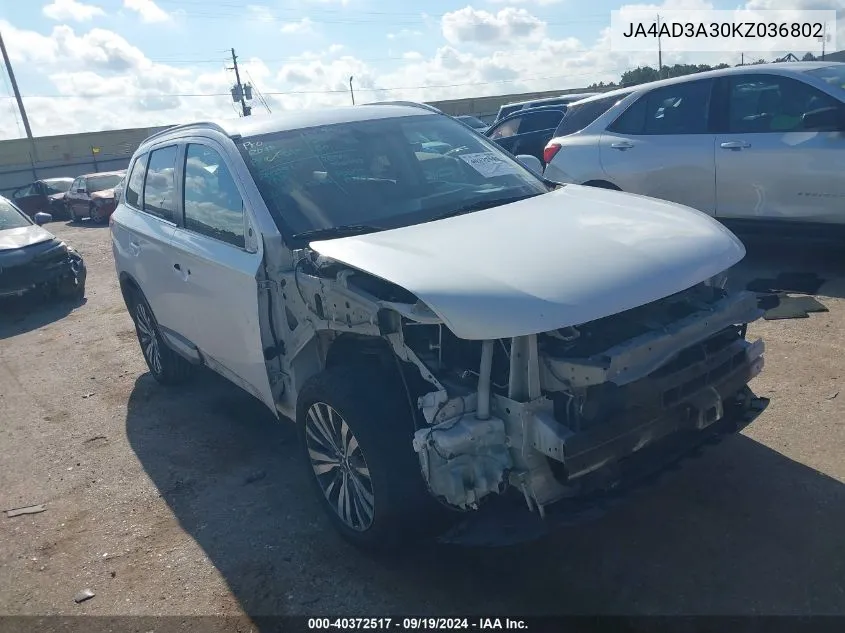 2019 Mitsubishi Outlander Sel VIN: JA4AD3A30KZ036802 Lot: 40372517