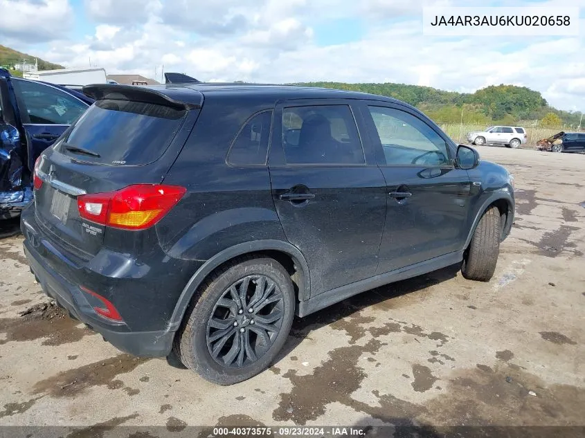 2019 Mitsubishi Outlander Sport 2.0 Sp VIN: JA4AR3AU6KU020658 Lot: 40373575